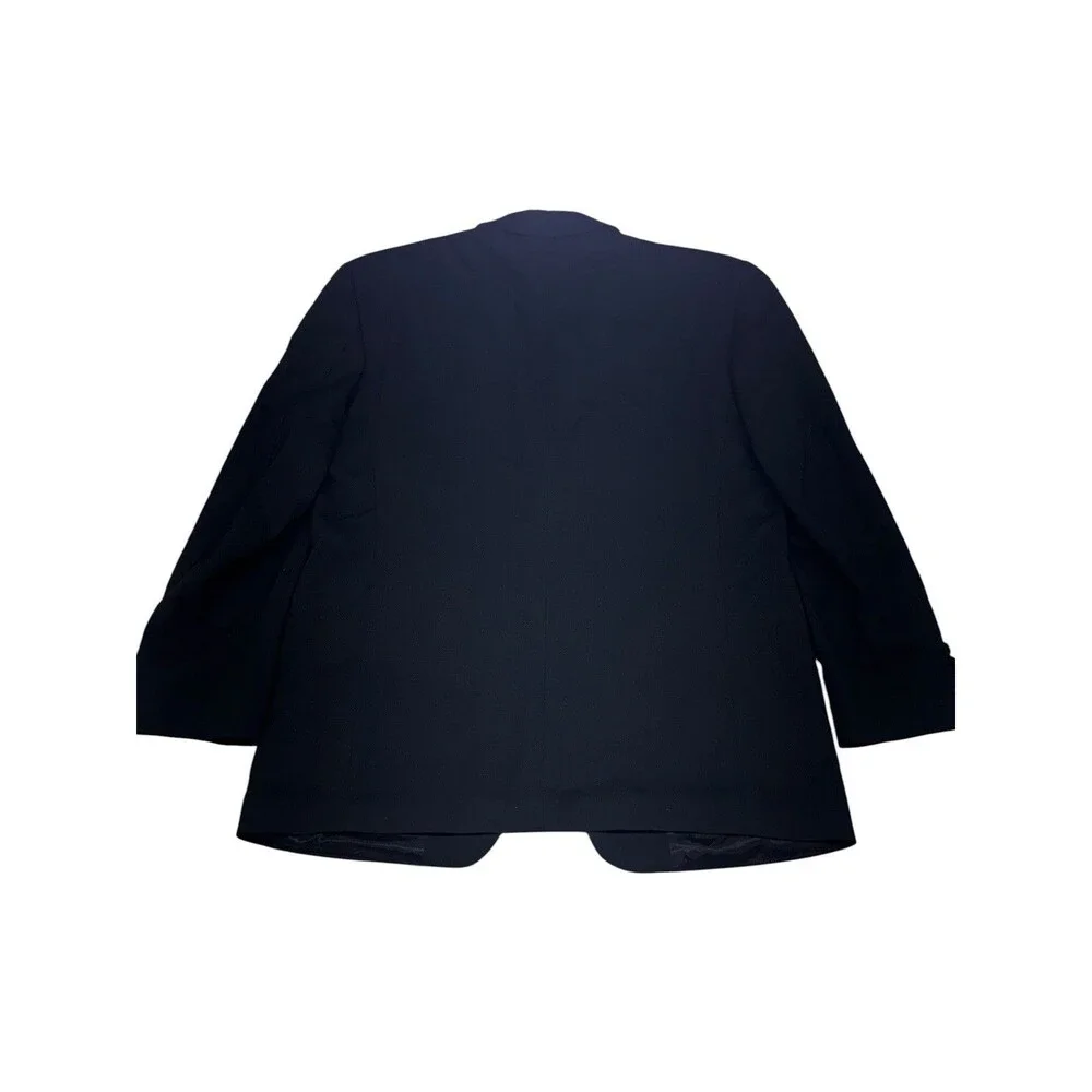 Andrew Fezza Mens Blazer Jacket Solid Black Size 43R Super 100’s Luxury Wool
